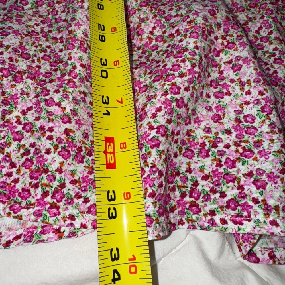 Astr Floral Print Puff Sleeve Dress Magenta Lime Ditsy XS - Picture 13 of 14